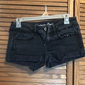 Black beaded jean shorts. American Eagle. Size 4
